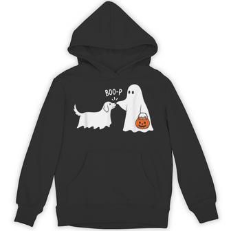 Boop Cute Ghost Dog Halloween Costume Humor Hoodie | Seseable UK