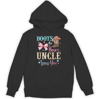 Boots Or Bows Uncle Loves You Gender Reveal Family Hoodie - Thegiftio UK