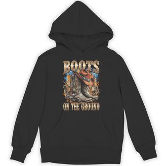 Boots On The Ground Western Cowboy Boots Rodeo Country Hoodie - Thegiftio UK