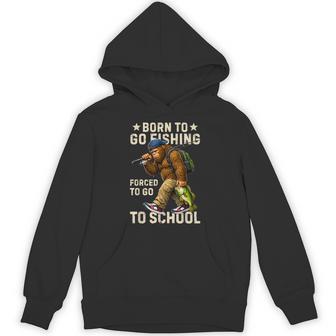 Born To Go Fishing Forced School Bigfoot Kids Boys Hoodie - Thegiftio UK