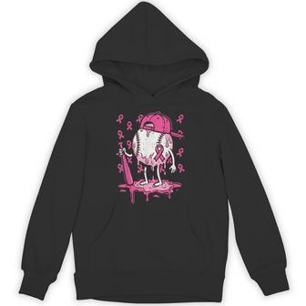 Breast Cancer Awareness Baseball Drip Pink Ribbon Boys Hoodie - Thegiftio UK