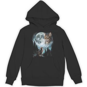 Brown Tabby Cat Howling At Moon Retro 90'S Hoodie - Thegiftio UK