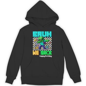 Bruh We Back To School Kids Boy Dabbing Video Game Pixel Hoodie - Thegiftio UK