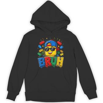 Bruh Master Builder Birthday Boy Building Bricks Blocks Kids Hoodie | Seseable UK