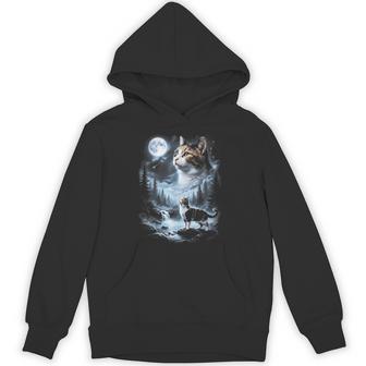 Calico Cat Howling At Moon 90'S Retro Hoodie - Thegiftio UK