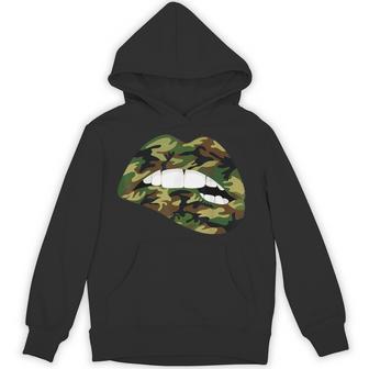 Camouflage Patterned Lips Graphic Hoodie - Thegiftio UK