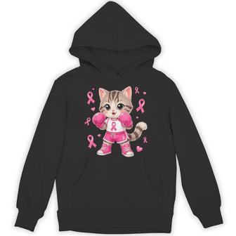 Cat Fight Breast Cancer Awareness Pink Ribbon Hoodie - Thegiftio UK