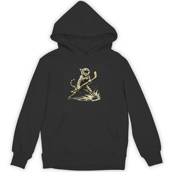 Cat Playing Ice Hockey Graphic Love Hockey Sports Cats Hoodie - Thegiftio UK