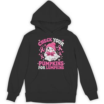 Check Your Pumpkins For Lumpkins Ghost Breast Cancer Hoodie - Thegiftio UK