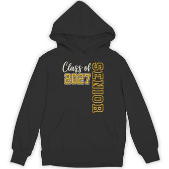 Class Of 2027 Senior 27 High School Graduation Black Gold Hoodie - Thegiftio UK