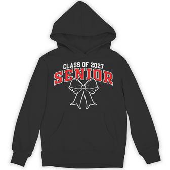 Class Of 2027 Senior Graduation Black Red Coquette Bow Hoodie | Seseable UK