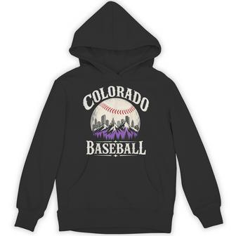 Colorado Baseball Vintage Mountain Skyline Graphic Hoodie - Thegiftio UK