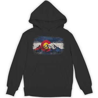Colorado Mountain Range With State Flag Hoodie - Thegiftio UK