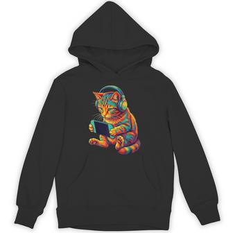 Colorful Cat Gamer Headphones Gaming Boys N Hoodie - Thegiftio UK