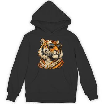 Cool Tiger With Sunglasses And Chain Hoodie | Seseable UK