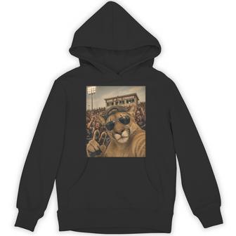 Cougar Student Selfie Vintage Game Day Cool Mascot Hoodie | Seseable UK