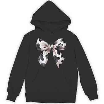 Cow Pattern Coquette Bow Cowprint Cute Cow Lover Hoodie - Thegiftio UK