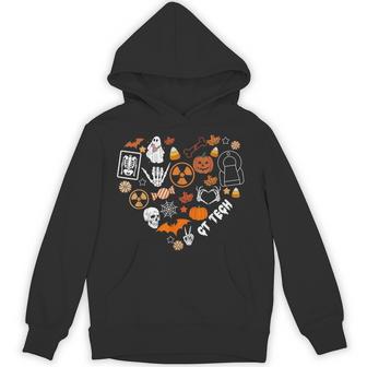 Ct Tech Ghost Pumpkin Heart Halloween Radiology Technologist Hoodie - Thegiftio UK