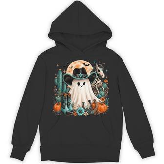 Cute Cowboy Ghost Turquoise Boots Pumpkin Halloween Hoodie - Thegiftio UK