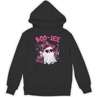 Cute Ghost Boo-Jee Pink Leopard Spooky Season Halloween Hoodie - Thegiftio UK