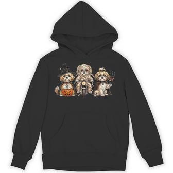 Cute Halloween Shih Tzu Dog Pumpkin Ghost And Witch Hoodie - Thegiftio UK