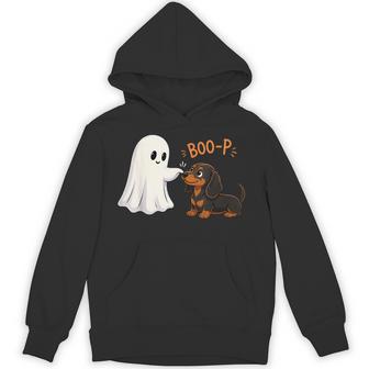 Dachshund Boo P Ghost Nose Boop Halloween Dog Lover Hoodie - Thegiftio UK