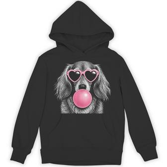 Dachshund Pink Heart Sunglasses Bubble Gum Weiner Dog Hoodie - Thegiftio UK