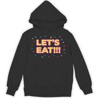 Lets Eat Bright Retro Party Food Lover Slogan Hoodie - Thegiftio UK