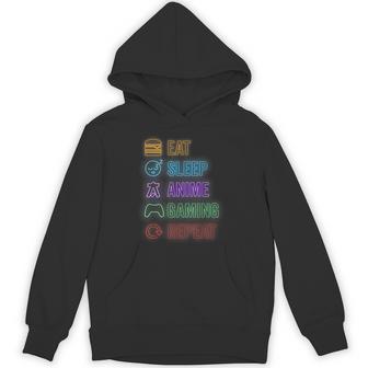 Eat Sleep Anime Gaming Repeat Gamer N Boy Anime Hoodie - Thegiftio UK