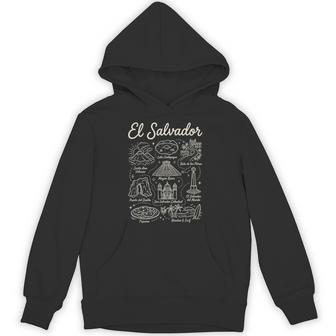 El Salvador Landmarks Travel Map Illustration Souvenir Hoodie - Thegiftio UK