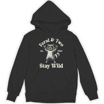 Feral & Two Est 2024 Stay Wild Raccoon 2Nd Birthday Boy Hoodie - Thegiftio UK