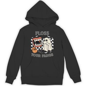 Floss Your Fangs Dental Hygienist Dentist Halloween Hoodie - Thegiftio UK