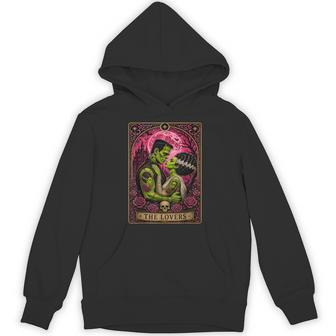 Frankenstein And Bride Tarot Card Couples Gothic Christmas Hoodie - Thegiftio UK