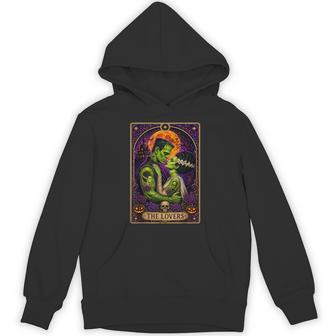 Frankenstein And Bride Tarot Card Couples Spooky Halloween Hoodie - Thegiftio UK