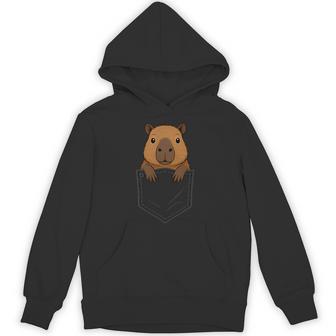 Capybara Peeking In Pocket Capy Rodent Animal Lover Hoodie - Thegiftio UK