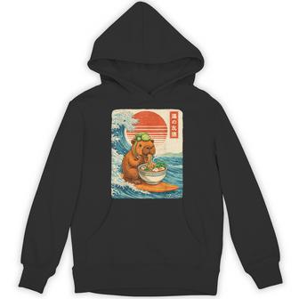 Capybara Surfing Eat Ramen Japan Japanese Boy Kid Hoodie - Thegiftio UK