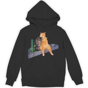 Cat Meme Stoner Cat Smoking Weed 420 Cannabis Pot Leaf Hoodie - Thegiftio UK