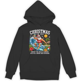 Christmas In July Hawaiian Santa Beach Graphic Hoodie | Seseable UK