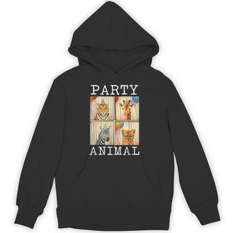 Cute Party Animals Birthday Wildlife Zoo Birthday Kids Hoodie - Thegiftio UK