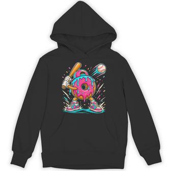 Donut Playing Baseball Drip Ice Dream Boys Kids Hoodie - Thegiftio UK
