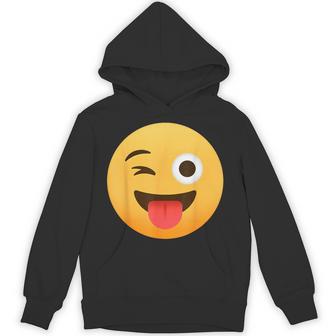 Emoticon Winking Face Stuck-Out Tongue Winking Eye Hoodie - Thegiftio UK
