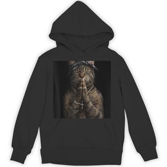 Gangster Cat Gen Z Retro Hip Hop Gangsta Cat Meme Hoodie - Thegiftio UK