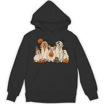 Halloween Dogs Ghost Costume Pumpkin Dog Lovers Hoodie - Thegiftio UK
