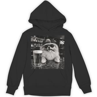Pomeranian Dog Drinking Beer Sunglasses Cigar Meme Hoodie - Thegiftio UK