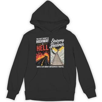 There's Highway To Hell And Stairway To Heaven Retro Hoodie - Thegiftio UK
