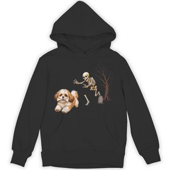 Shih Tzu Skeleton And Halloween Hoodie - Thegiftio UK