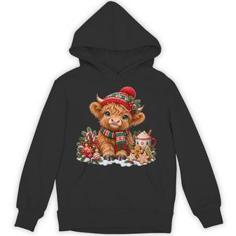 Xmas Merry Moo Cows Highland Cow Christmas Snowman Hoodie - Thegiftio UK