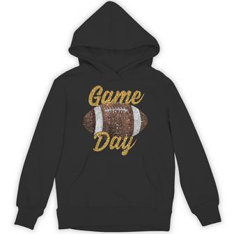 Game Day Football Bling Gold Football Lover Trendy Autumn Hoodie - Thegiftio UK