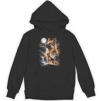 German Shepherd Howling At The Moon Hoodie - Thegiftio UK