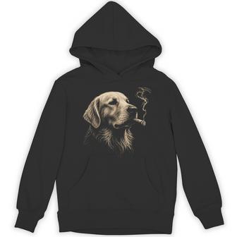Golden Retriever Smoking Cigar Dog Lover Vintage Hoodie - Monsterry
